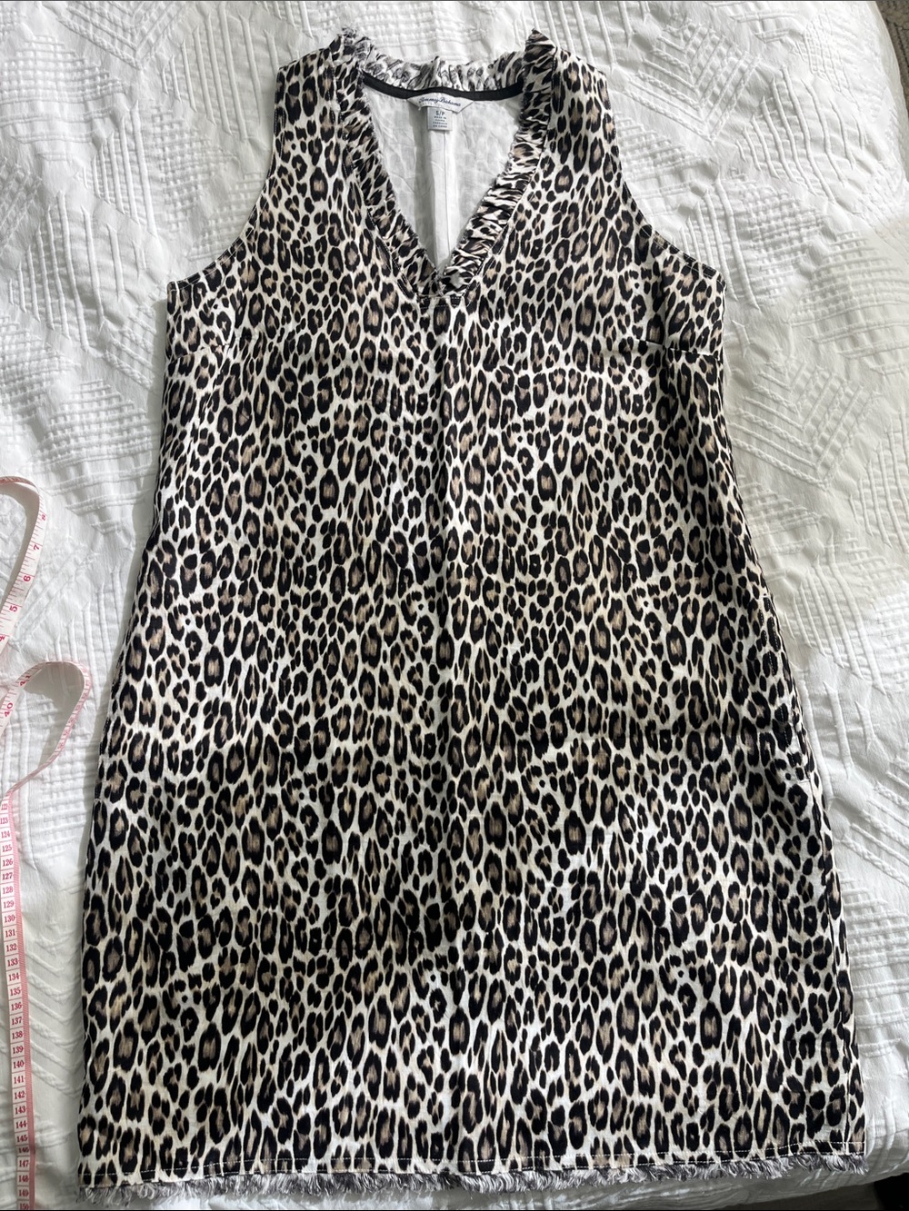 Tommy Bahama Sleeveless Leopard-Print Mini Dress in Black and Cream